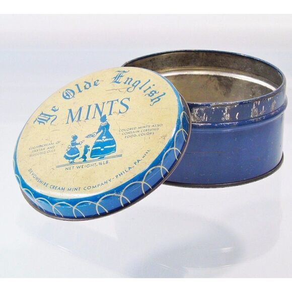 Ye Olde English Mints Tin Devonshire Cream Mint Company Philadelphia PA Vintage - Picture 2 of 5